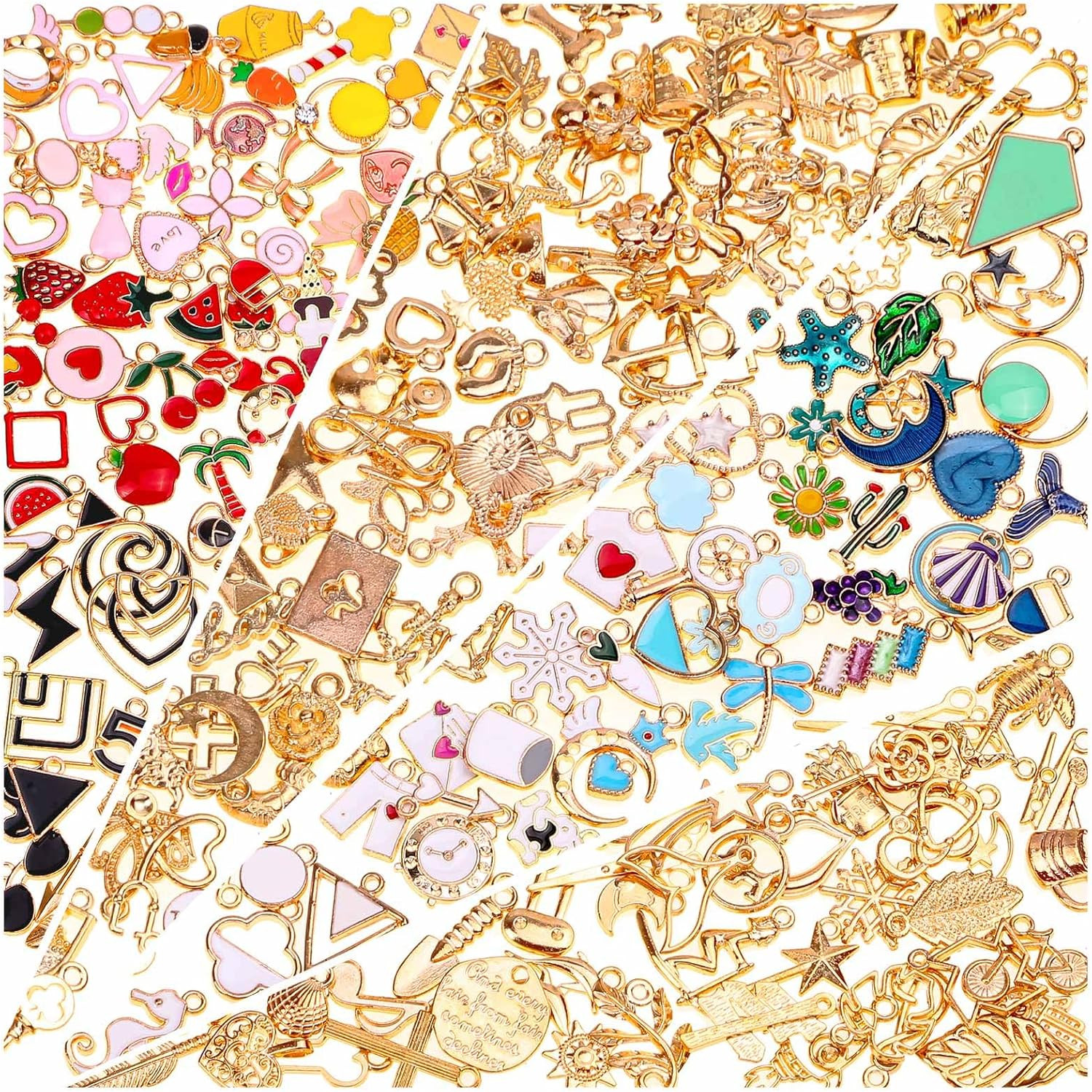 200Pcs Charms for Jewelry Making, Assorted Wholesale Mixed Bulk Metal Earring Ba