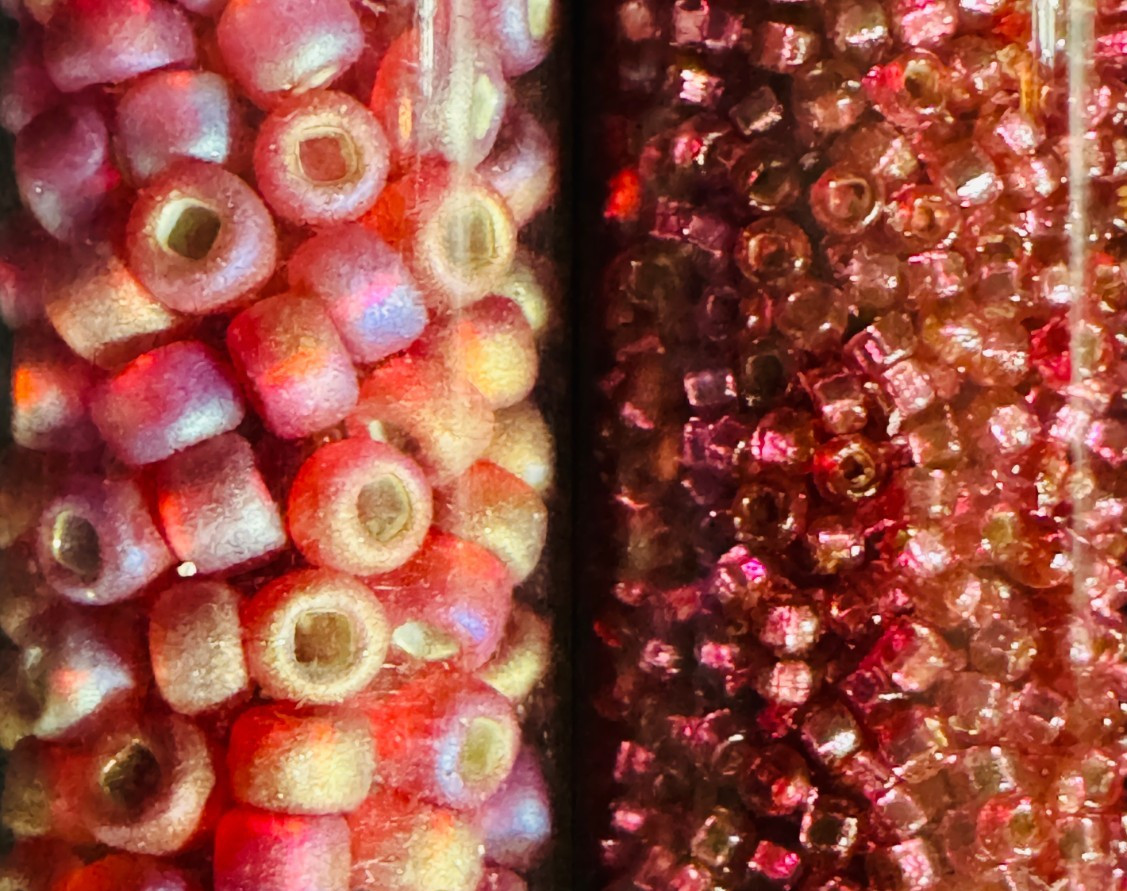 Glass Seed Bead Lot 30 Tubes – Rose Gold Sunset Mix Different Sizes NOS