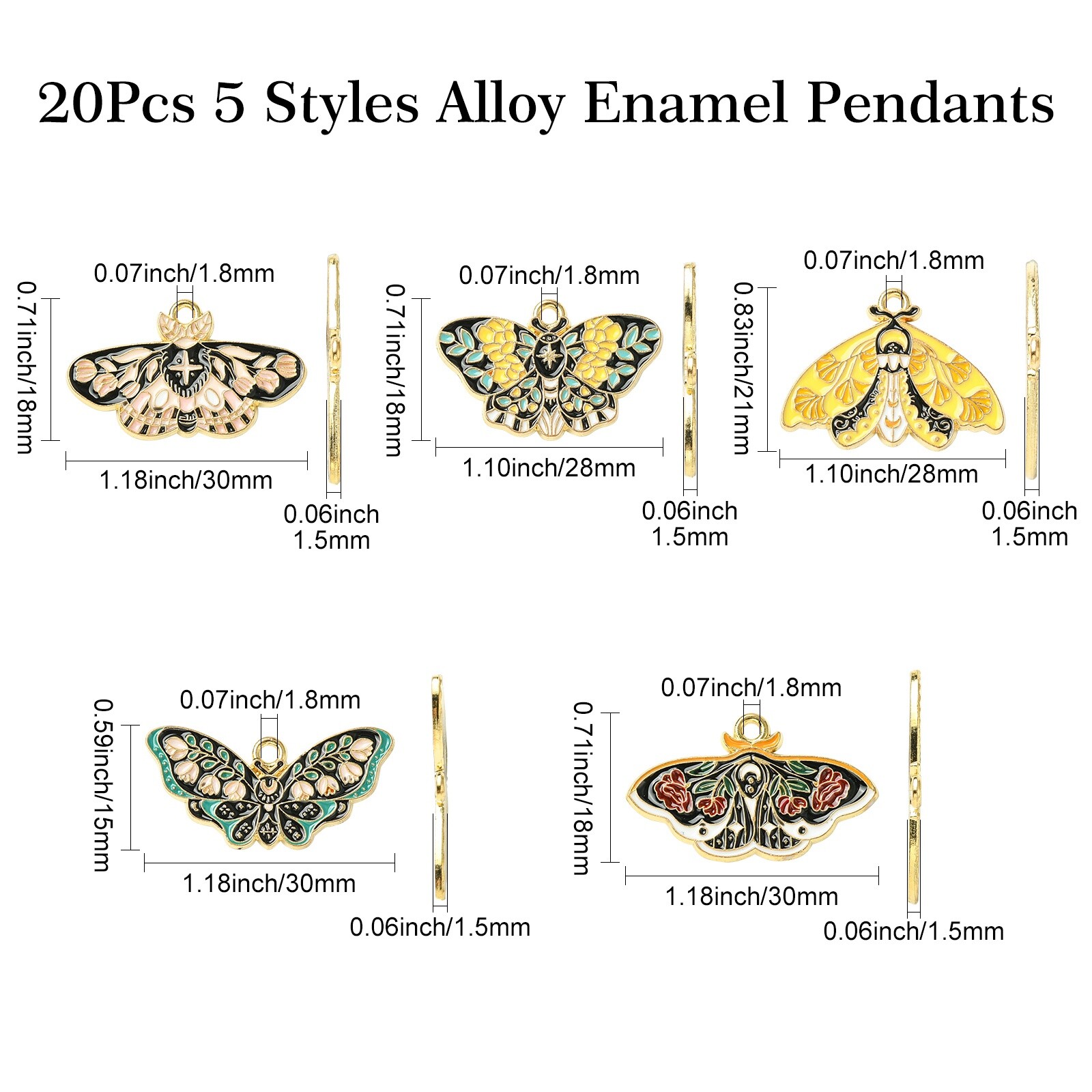 20x Enamel Beauty Butterfly Charm Pendants for DIY Jewelry Crafts Accessory