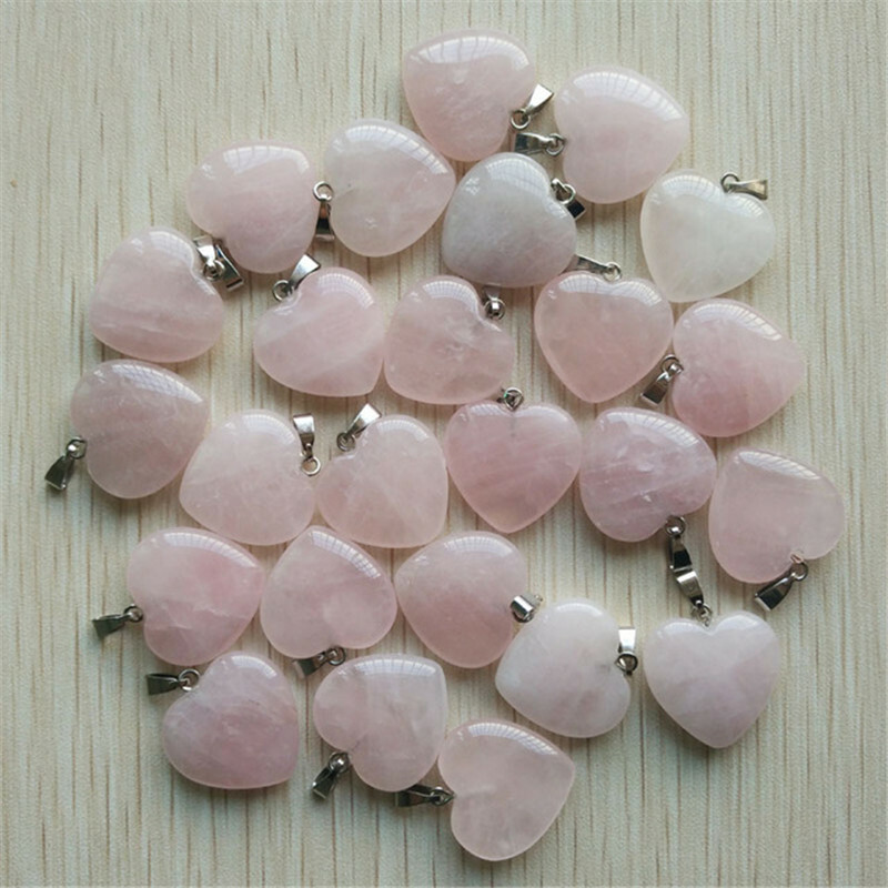 Wholesale 50pcs Natural Powder Crystal Heart Stone Pendant Pendant Bead 20mm GN