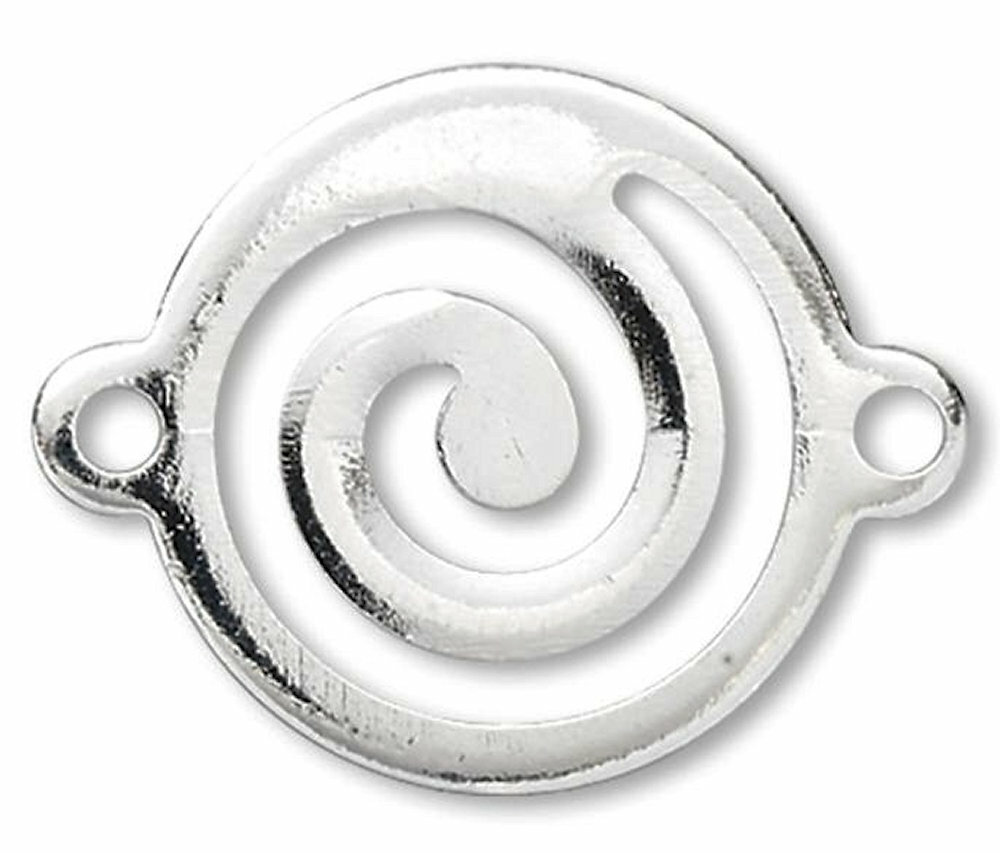 10 OR 100 Silver Plated Brass Large 13mm Round Swirl 17x13mm Link Connectors