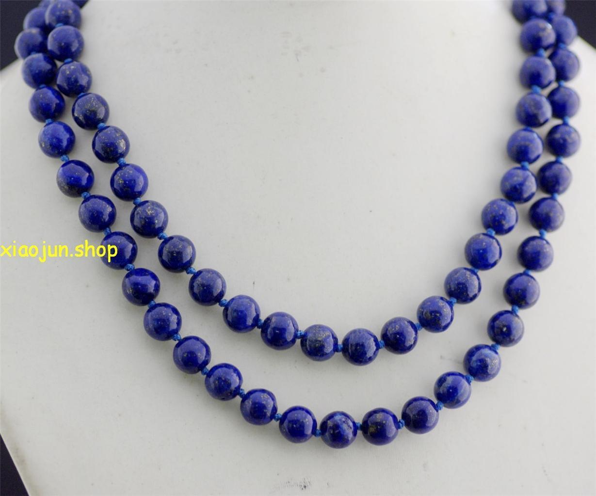 Natural 10mm Lapis Lazuli Round Beads Necklace 36”AAA##HK1050