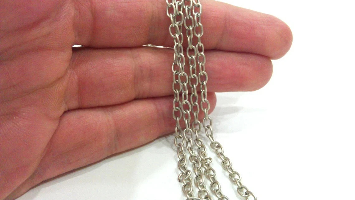 Antique Silver Plated Chain 1 Meter – 3.3 Feet (5,6×4 mm) jewelry accessories