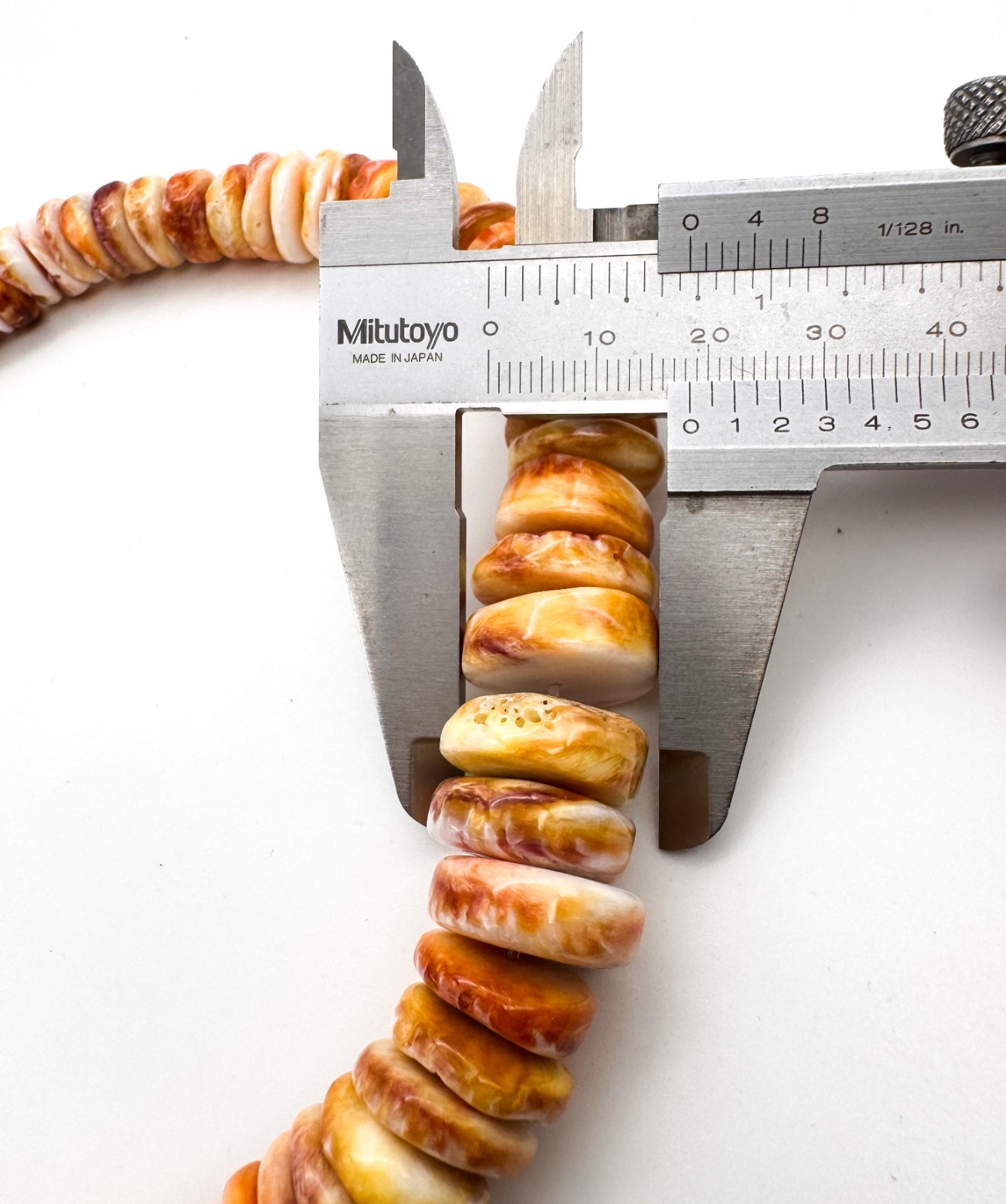 Natural Orange White Spiny Oyster Shell Beads Graduated Smooth Heishi Gemstone