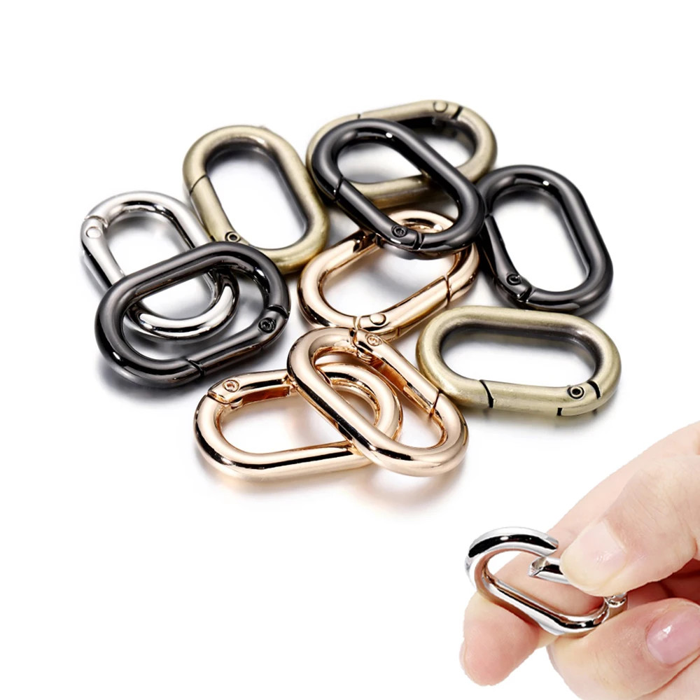 5PCS Metal Oval Spring Clasp Carabiner Clips for DIY Jewelry and Keychains
