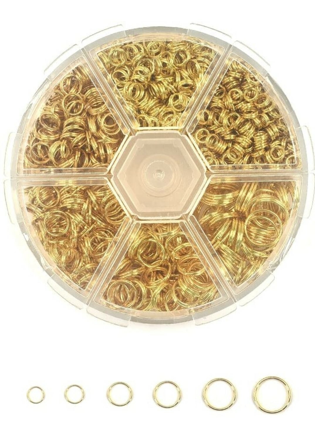 double loop split jump rings 900 pcs 4 , 5 , 6 , 7 , 8 , 10 mm box set gold