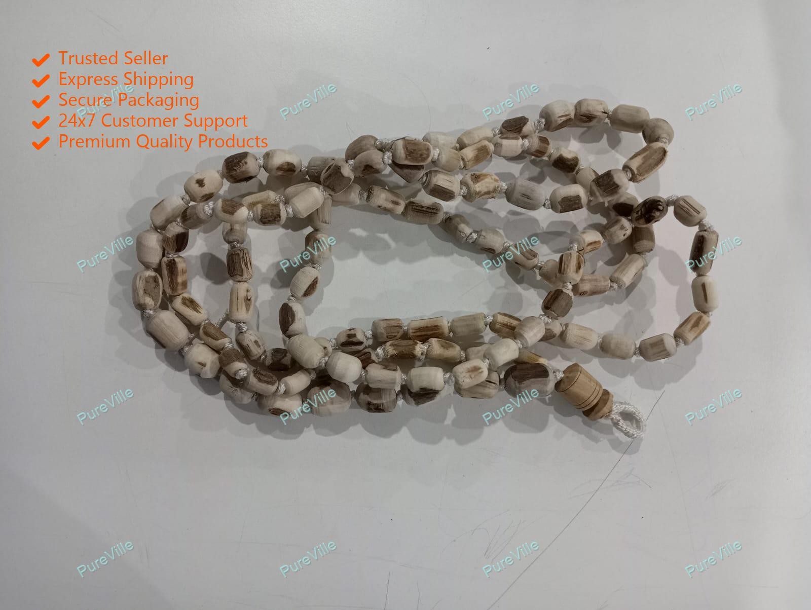 New 108 Beads Jaap Mala With White Gomukhi Bag Tulsi Jaap used in Hinduism
