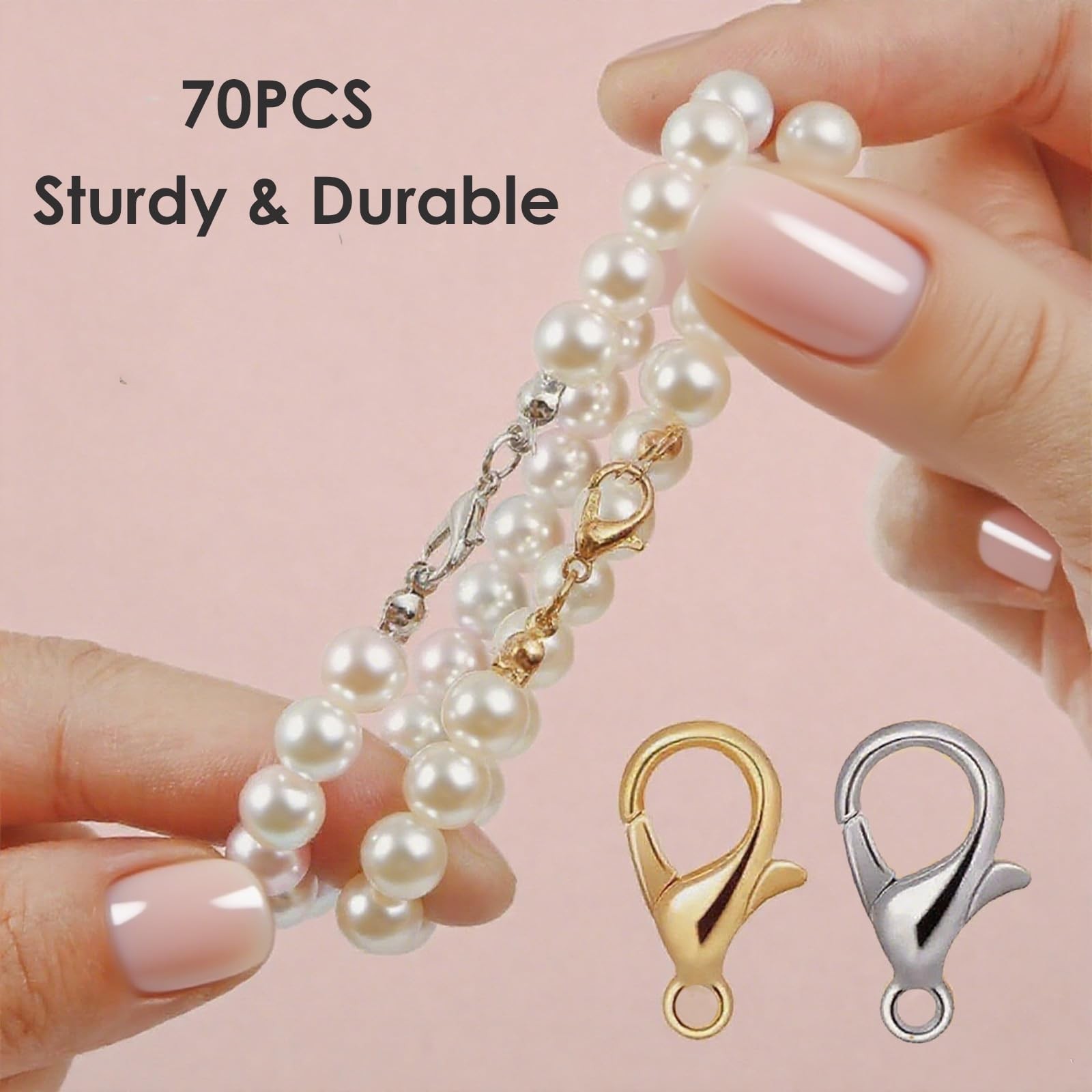 70 Stainless Steel Lobster Claw Clasps Silver Gold Bracelet Findings 16mm x 10mm