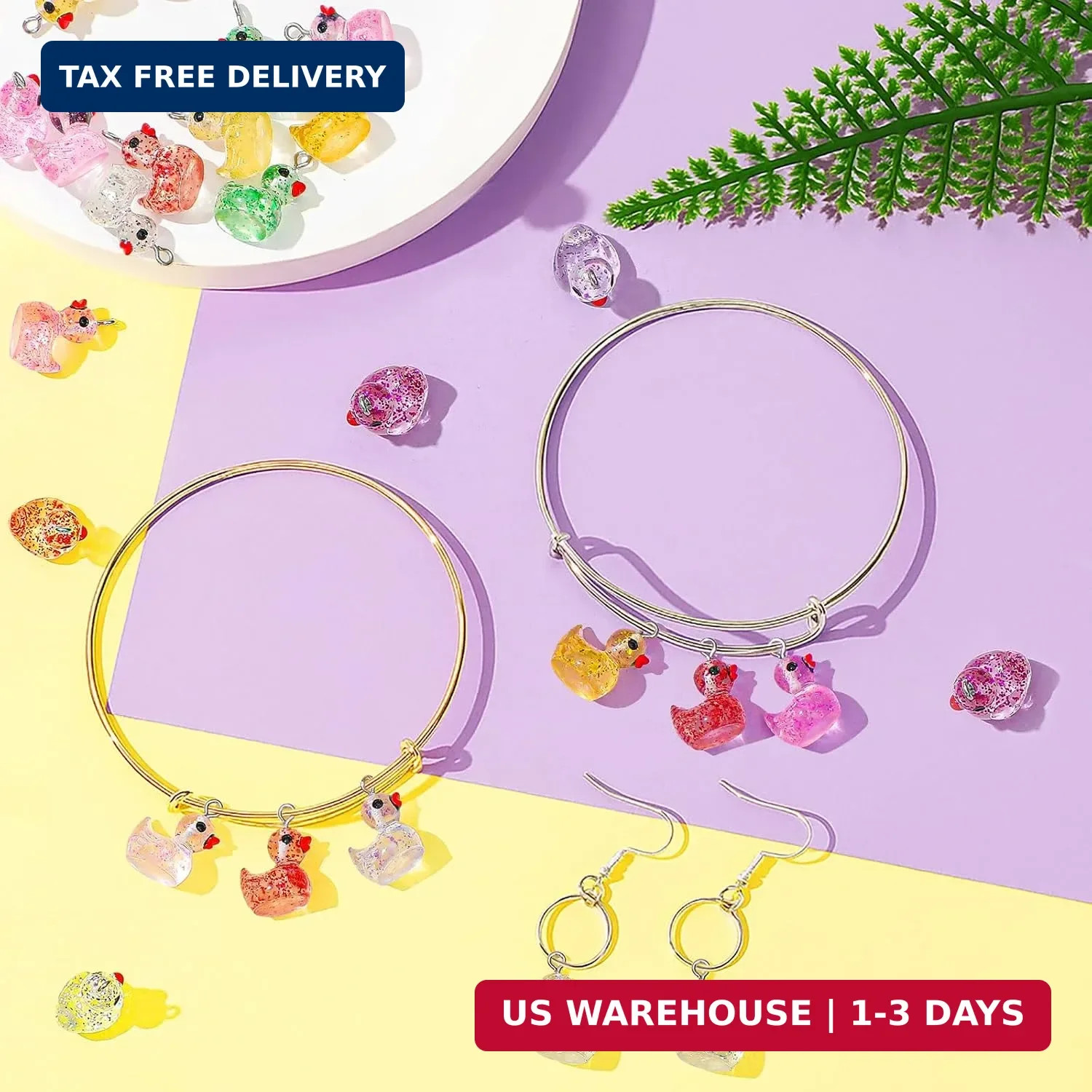 Jetec 40 Pcs Mini Resin Duck Charms Pendants Findings Beads for Women Adult Jewe