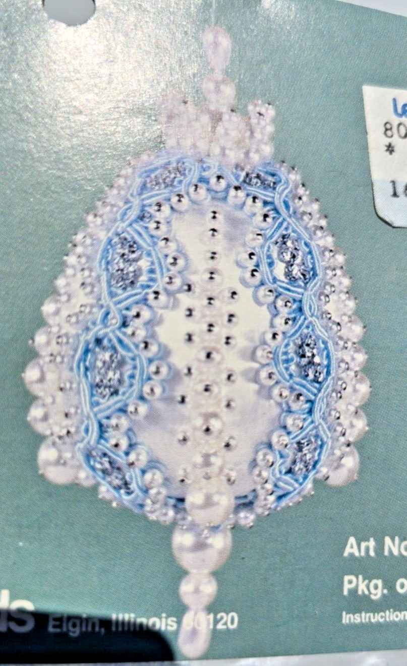 RARE! LeeWards CELESTIAL BEAUTY Blue Vintage Sequin Bead Christmas Ornament Kit