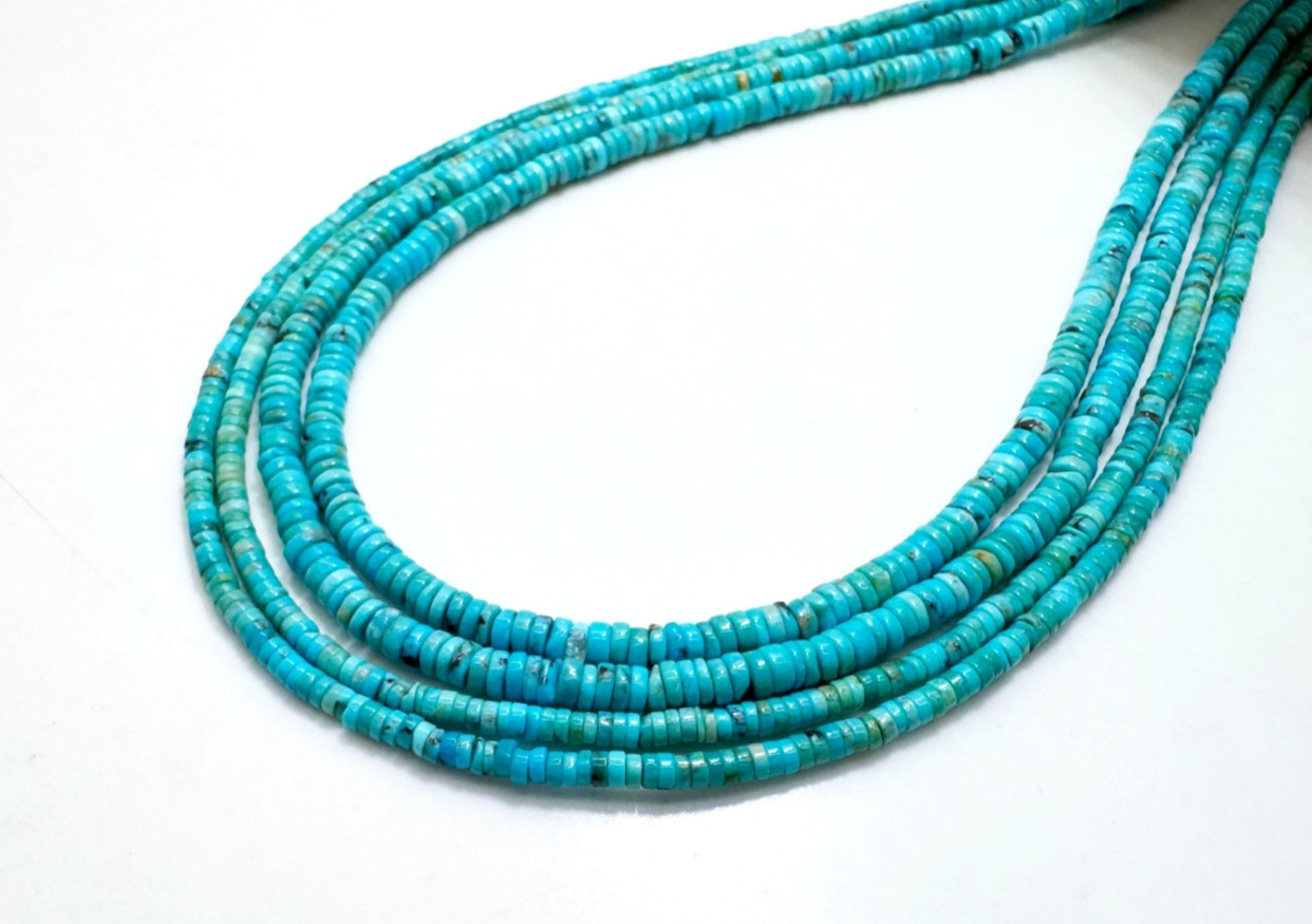 AAAA Natural Genuine Arizona Kingman Blue Turquoise Micro Heishi Tiny Disc Beads