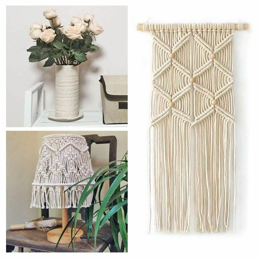 100M DIY Faux Beige 2/3/4mm Twisted Cord Rope Artisan Macrame String