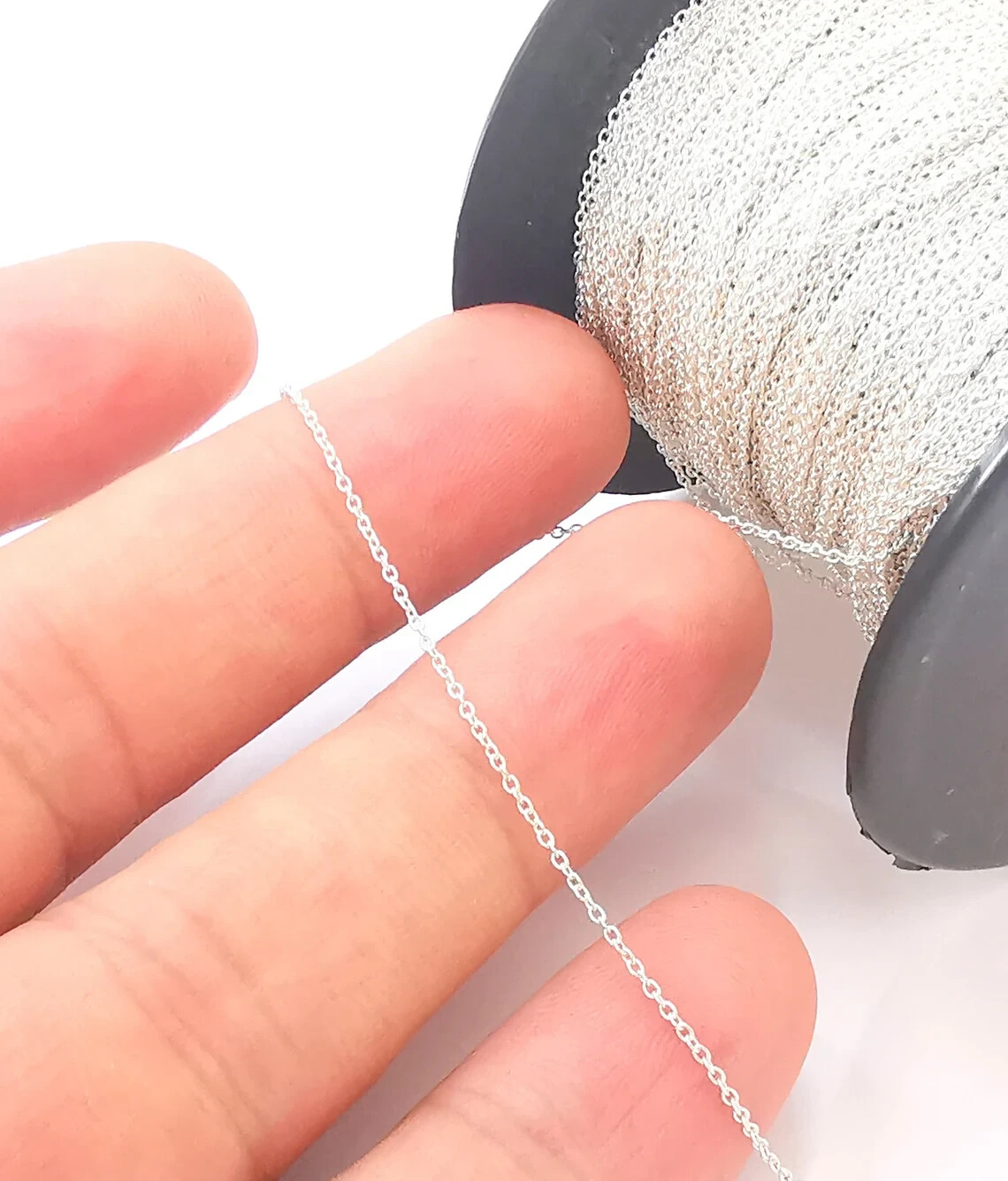 1 mt (3.3ft) Sterling Silver Soldered Cable Chain, 925 Silver (1mm) G30036