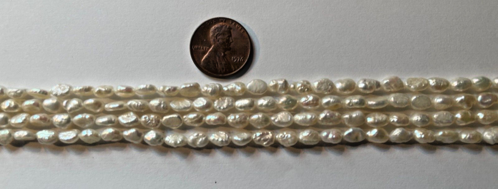 VINTAGE NATURAL WHITE FRESH WATER RICE PEARLS 16″ 7X4 MM WHOLESALE!!!