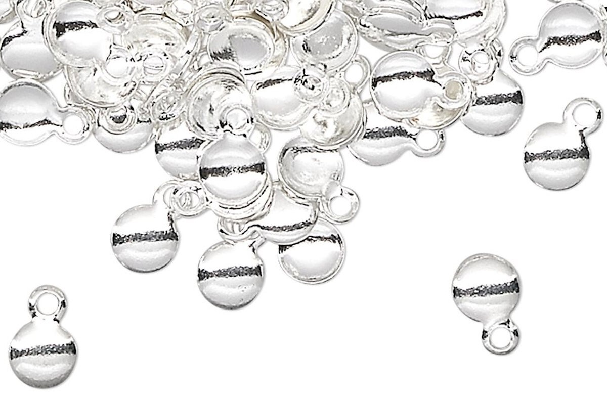 144 Silver Plated Brass Small 6x4mm Round Drop Charms