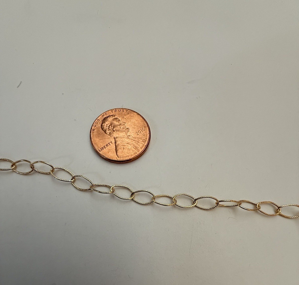5ft 14kt gold filled twisted wire oval cable chain 7x4mm, 5ft