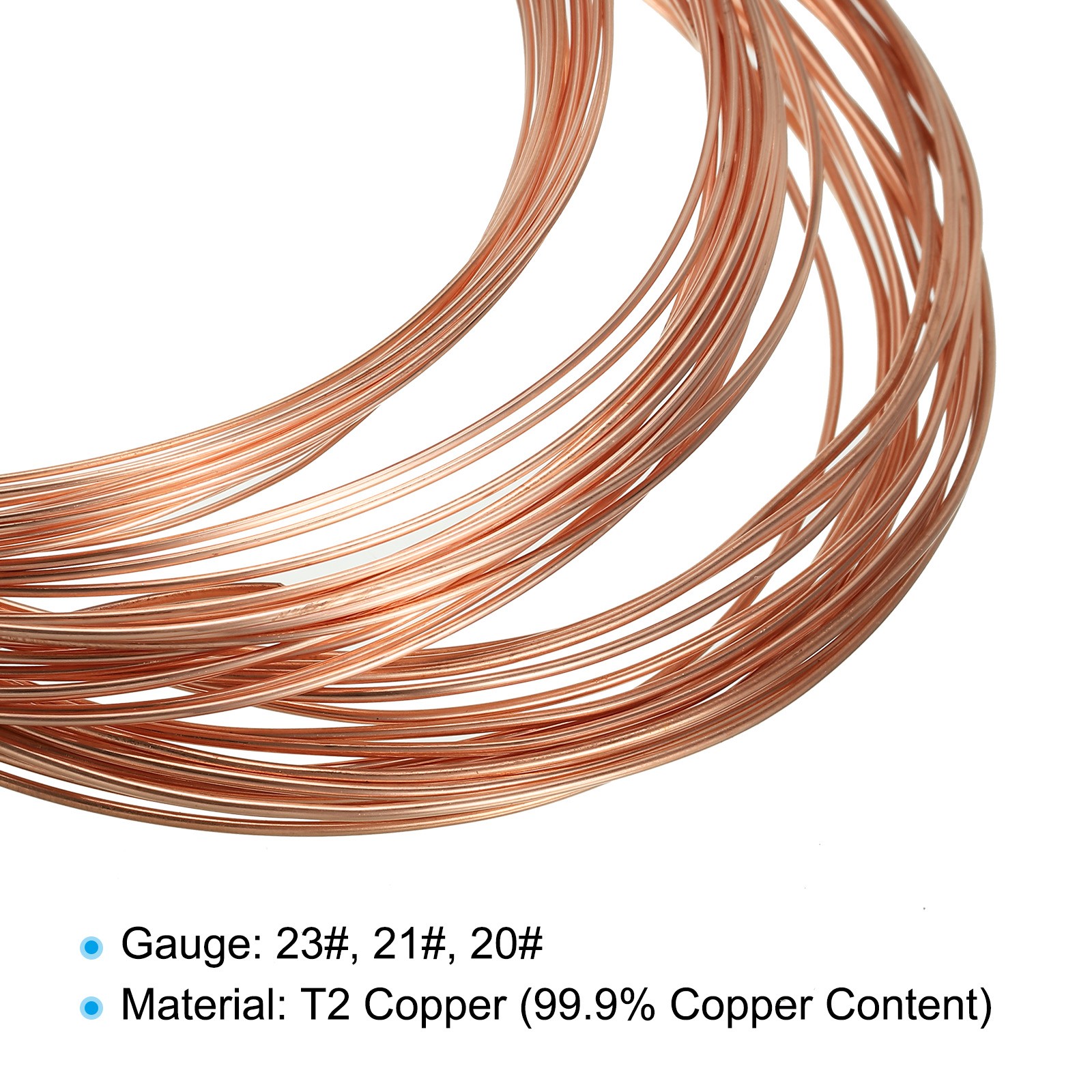 16 Feet Solid Bare Copper Wire 99.9% Pure Copper Wire 0.6/0.8/1.0mm Beading Wire