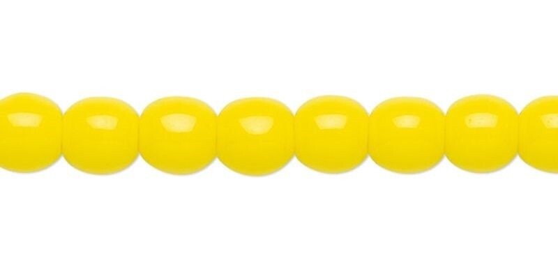 Czech Pressed Glass Opaque Yellow 4mm Round Beads with 0.8-1mm Hole 1 Std(100)