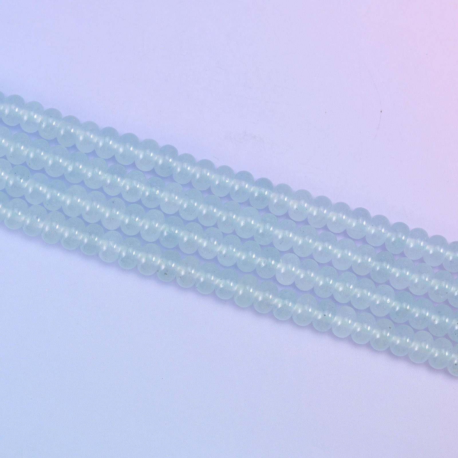 Baby Blue Dyed Jade Smooth Rondelle Beads Jewelry Making Size 5x8mm 15″ Strand