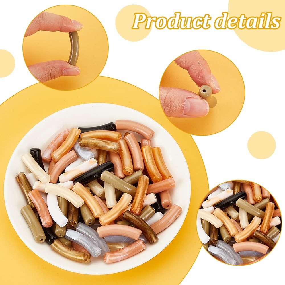PH PandaHall 100pcs Acrylic Tube Beads, 10 Colors Opaque Bracelet Beads for J…