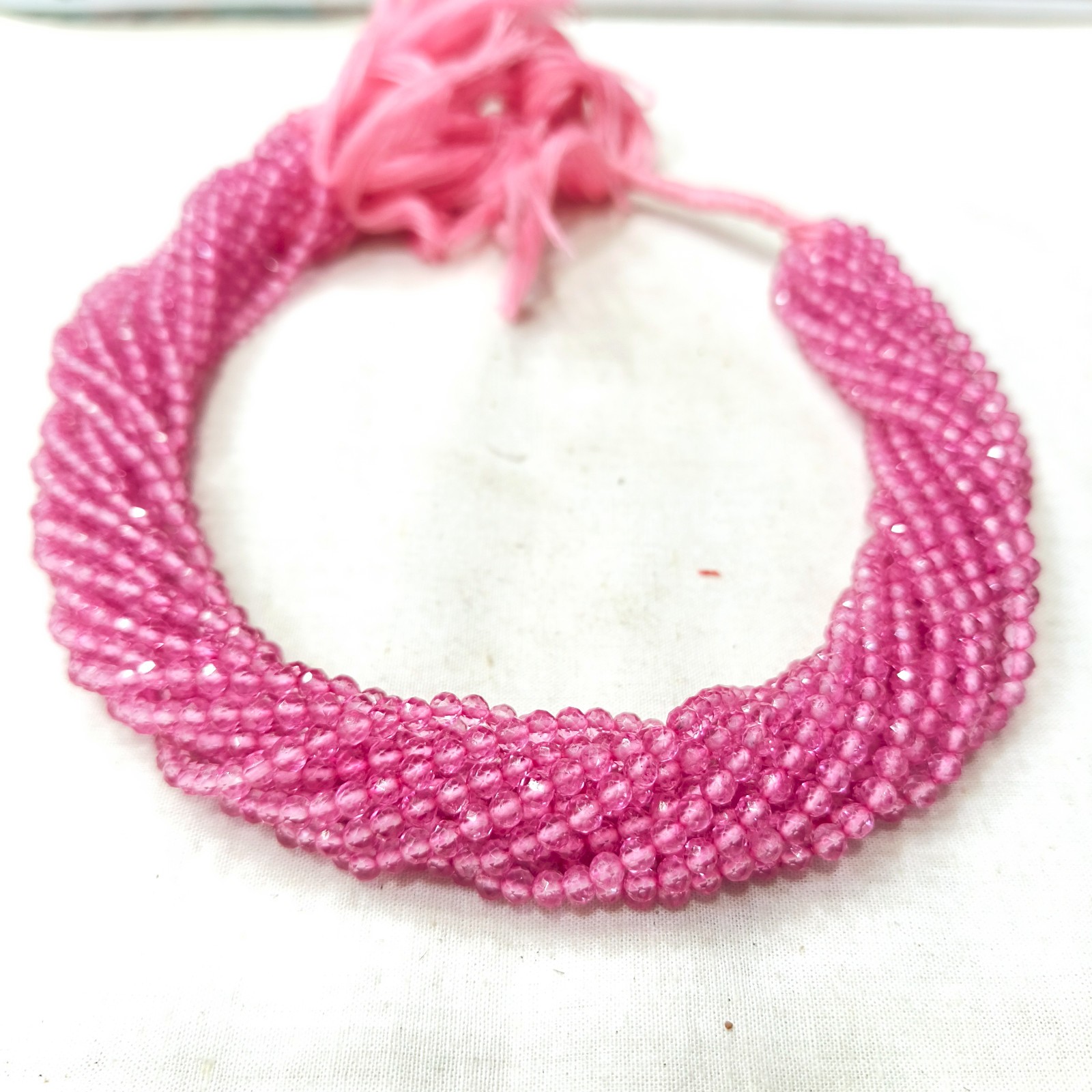 Gorgeous!! Pink Topaz Necklace, Topaz Faceted Rondelle Beads Necklace Jewelry