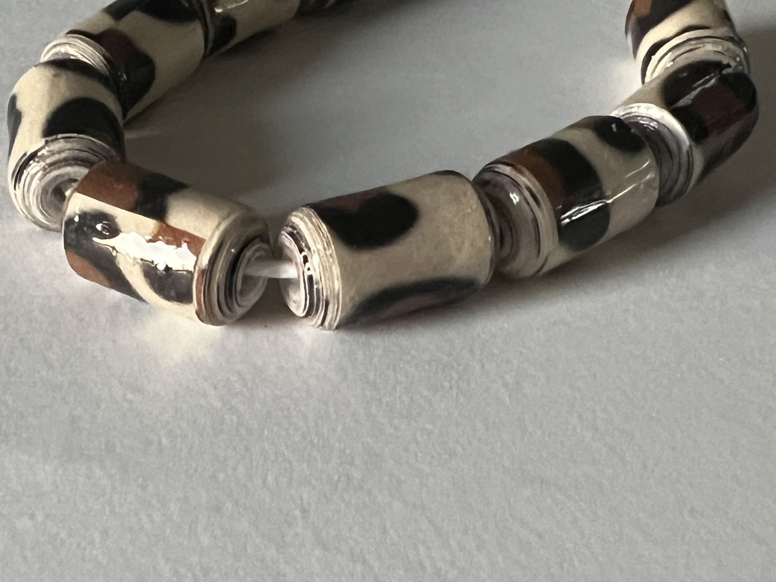 Premium Handmade Leopard Print Paper Beads — 28 Piece Lot