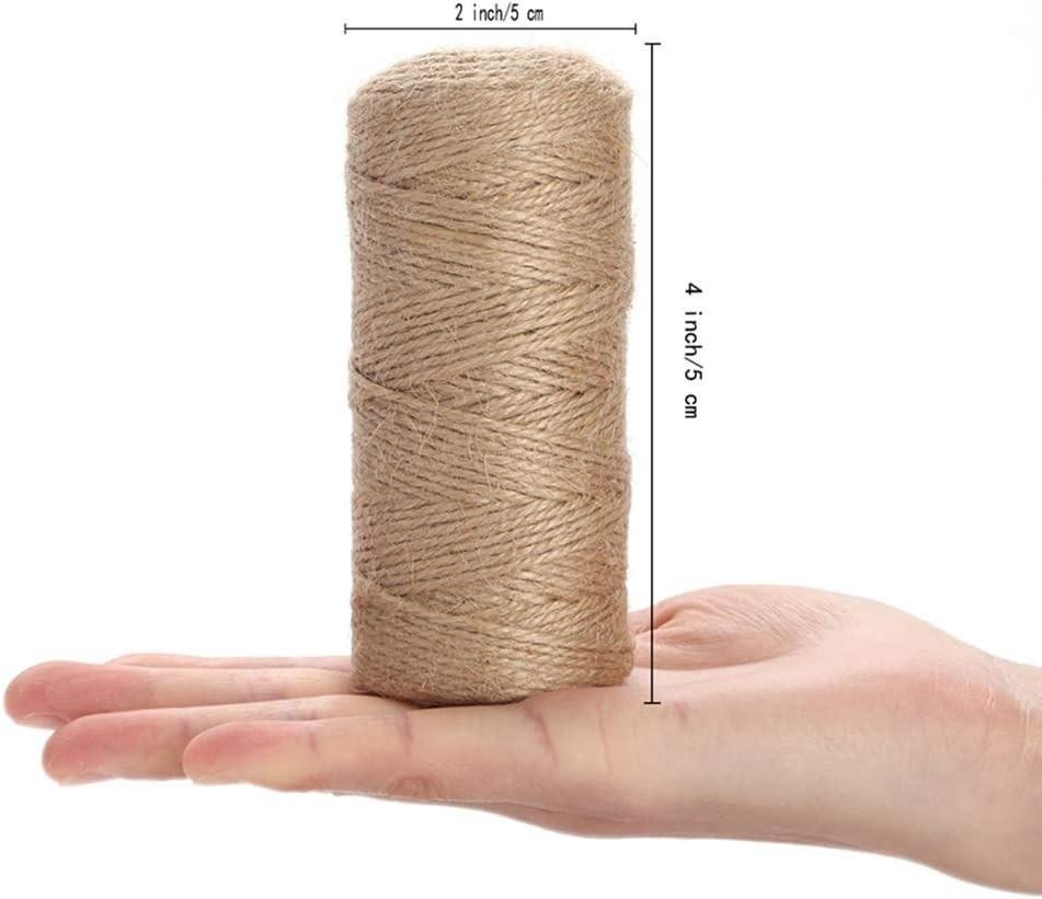 Jute Twine String Hemp Rope – 984 Feet 2mm 3ply Natural Burlap Cord Rolls 3 Pcs