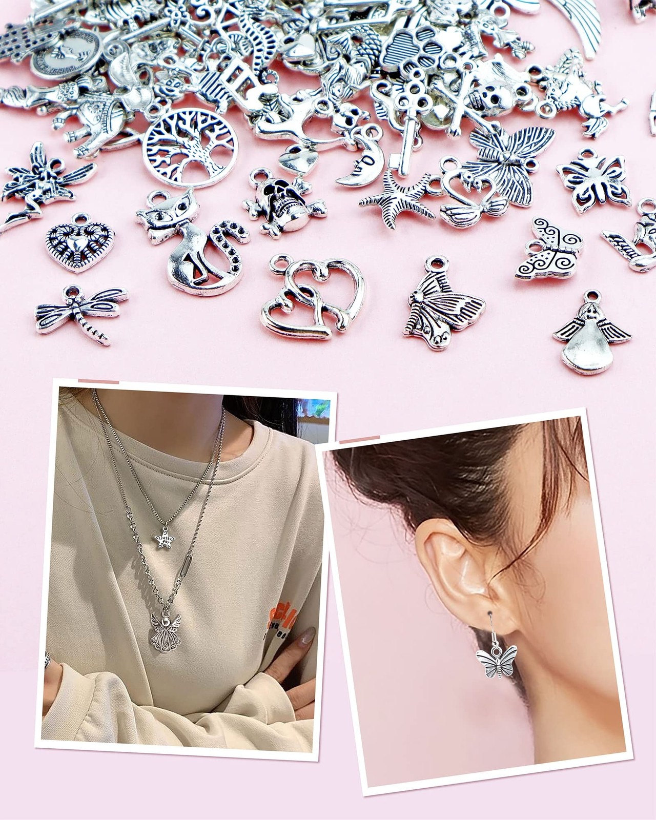 JIALEEY Wholesale Bulk Lots Jewelry 0.28-0.98 inch (0.7-2.5 cm), Silver