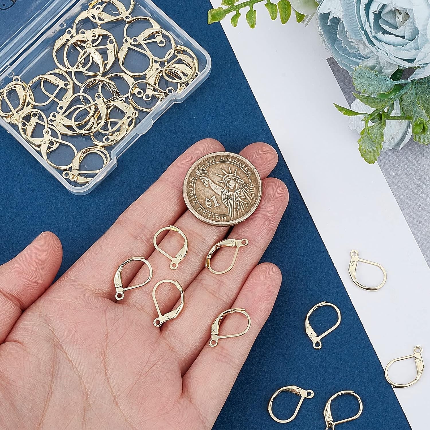 50Pcs Leverback Earring Hooks 24K Gold Plated Stainless Steel French Findings