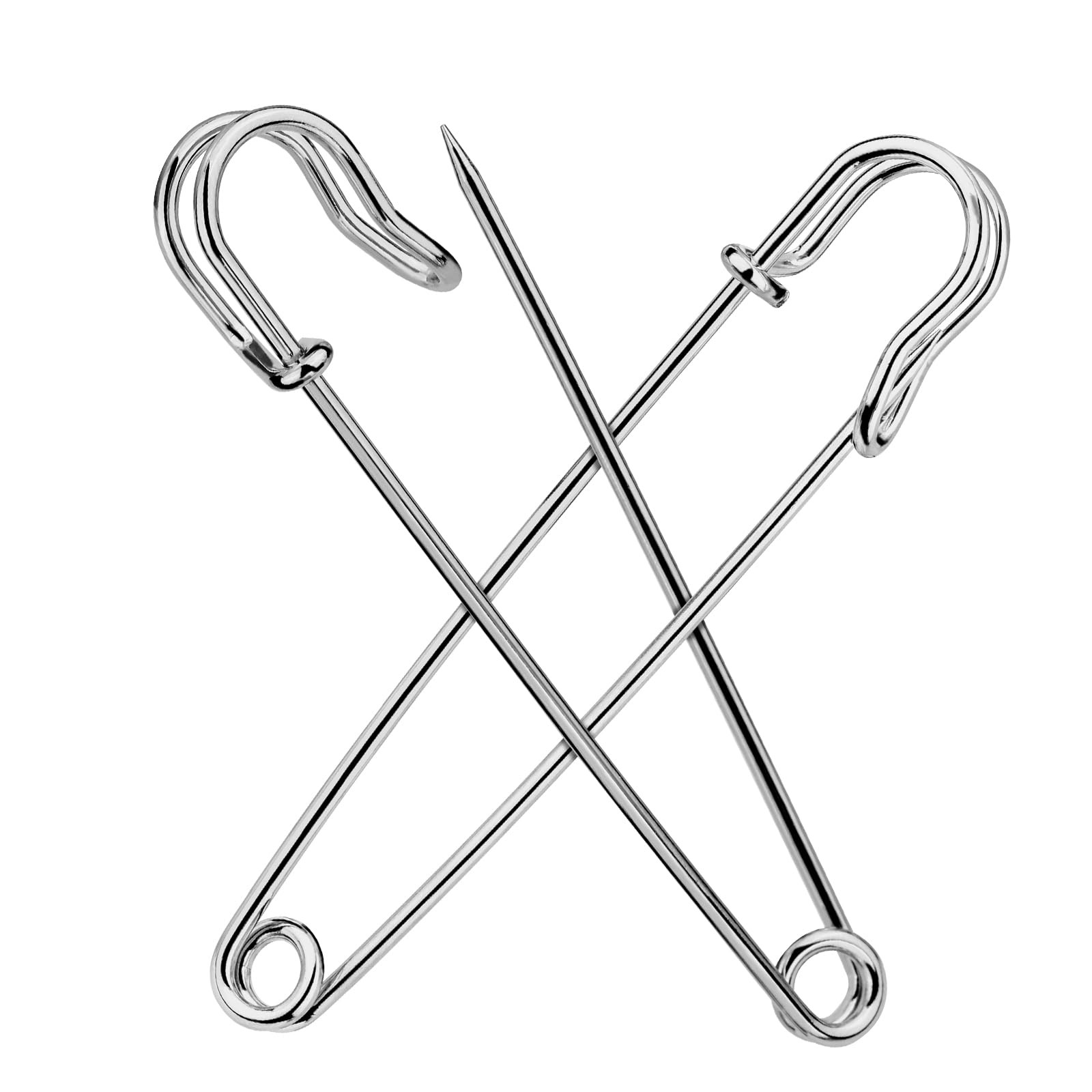 15 Pack 4 Inch Large Safety Pins Heavy Dty Silvery Pins for Blankets & Crafts