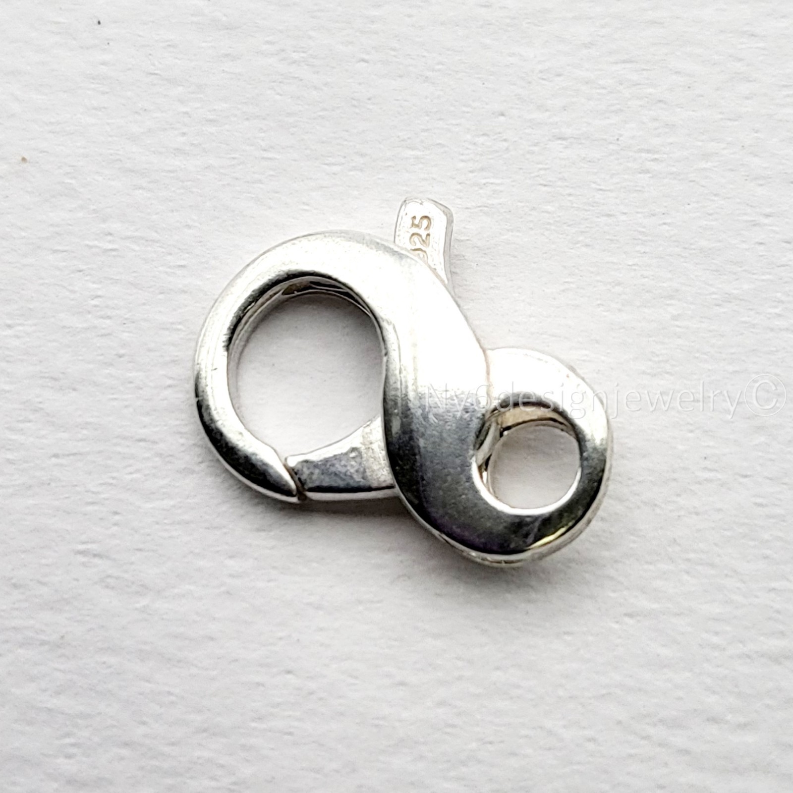 REAL .925 Sterling Silver Figure 8 Lobster Claw Clasp–15mm 1pc, Jewelry Finding