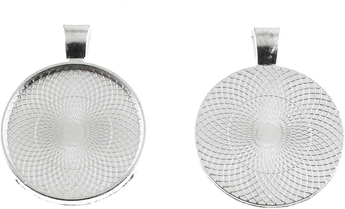 Versatile 25mm Round Pendant Bezels – 25 Pcs Bright Silver for DIY Creations