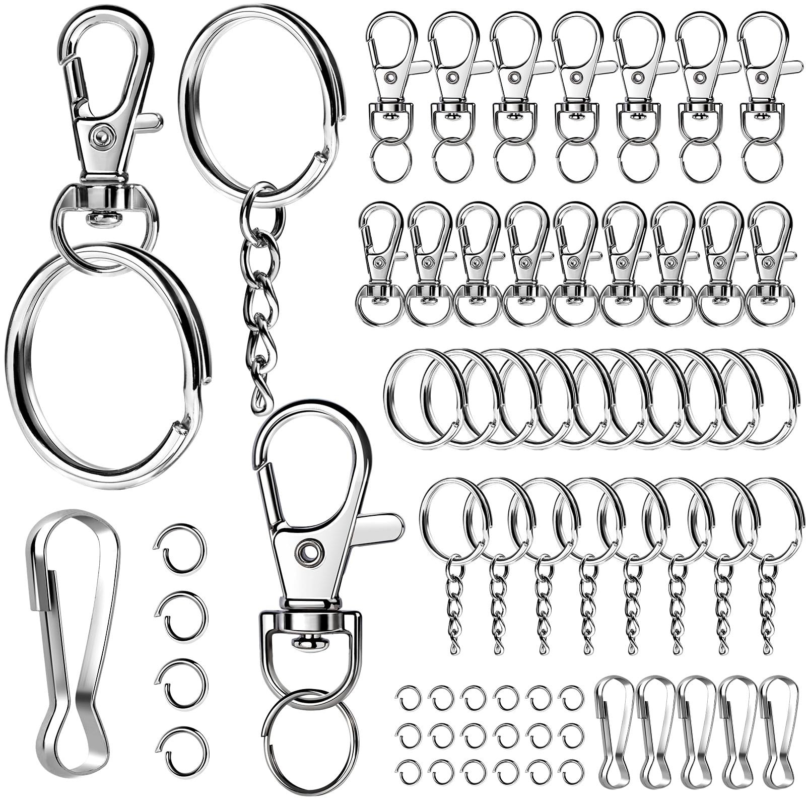 LEOBRO 145PCS Key Rings and Keychain Clips, Keychain Making Kit, Lobster Claw…
