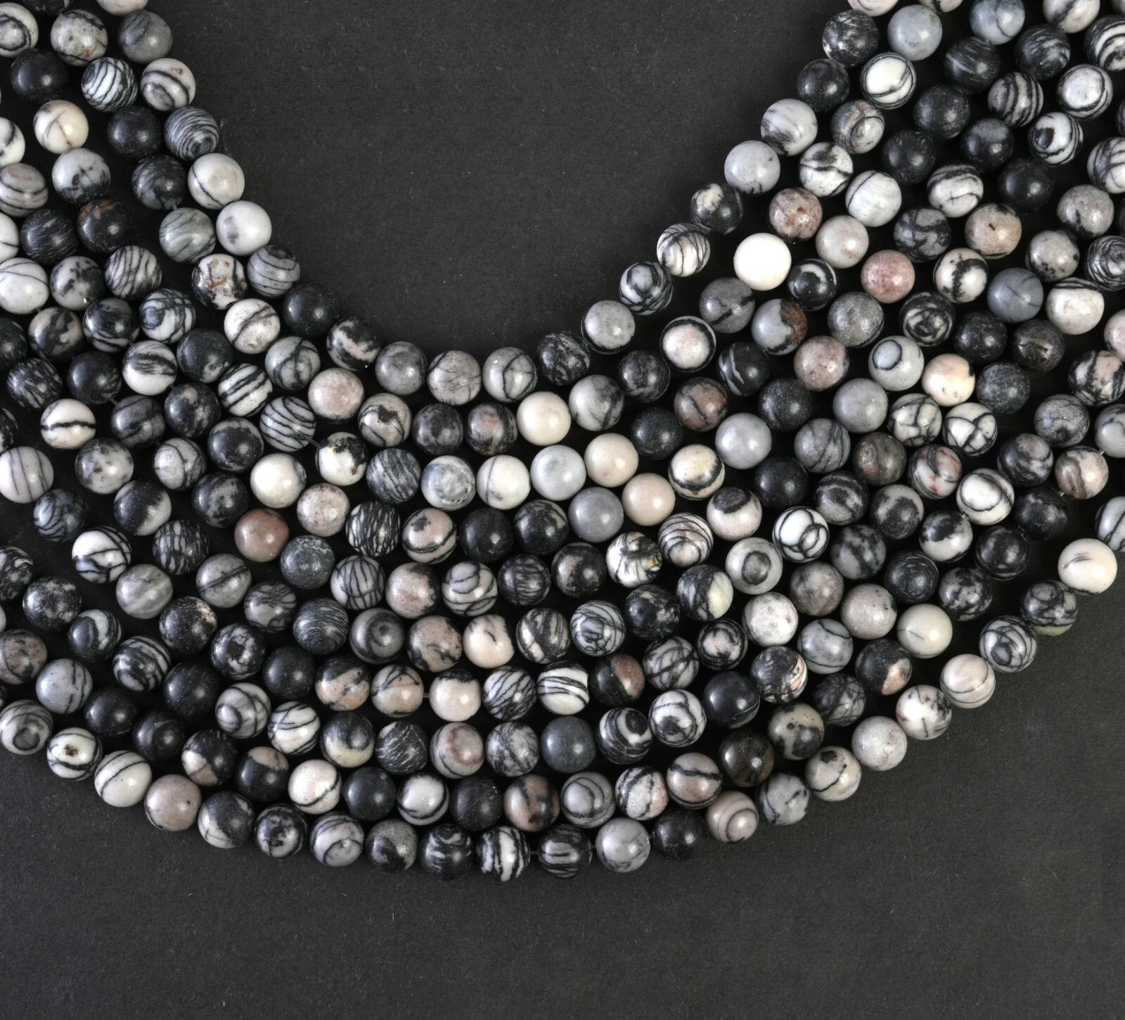 Natural Spider Web Jasper Gemstone Round Smooth Beads String 15.5 Inches Long