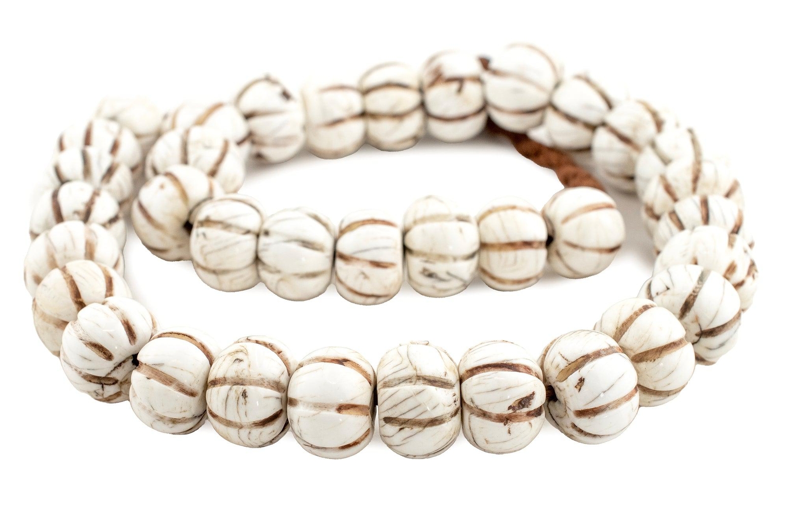 Round Melon Vintage Style Naga Shell Beads 12x17mm Nepal White Large Hole