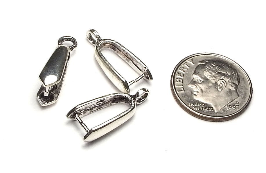 925 STERLING SILVER 18mm PINCH BAIL 3 pcs #B7