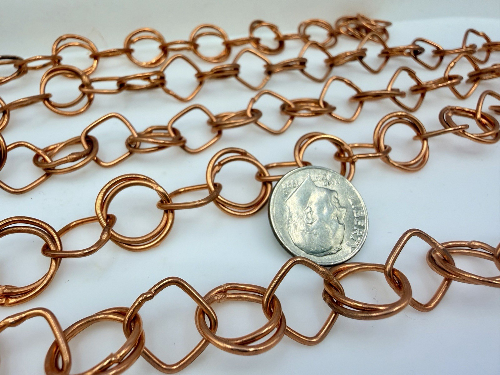50” Handmade Copper Tone Chain Footage Squares & Circles Soldered Jewelry Making