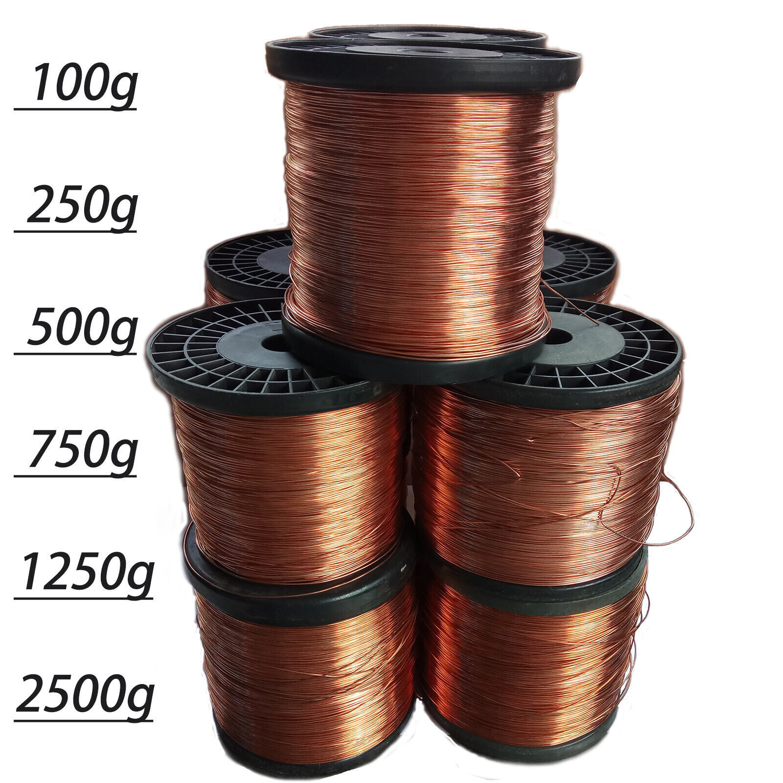 0.1mm 0.15mm 0.16mm 0.2mm 0.25mm 0.3mm – 6mm 250g X Round Copper Wire Solid Bare