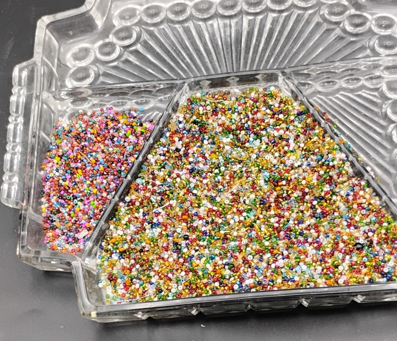 Vtg Multicolor Glass Seed Beads LOTS OF COLORS, 2 Bags TTL 7.8 Oz FREE SHIPPING