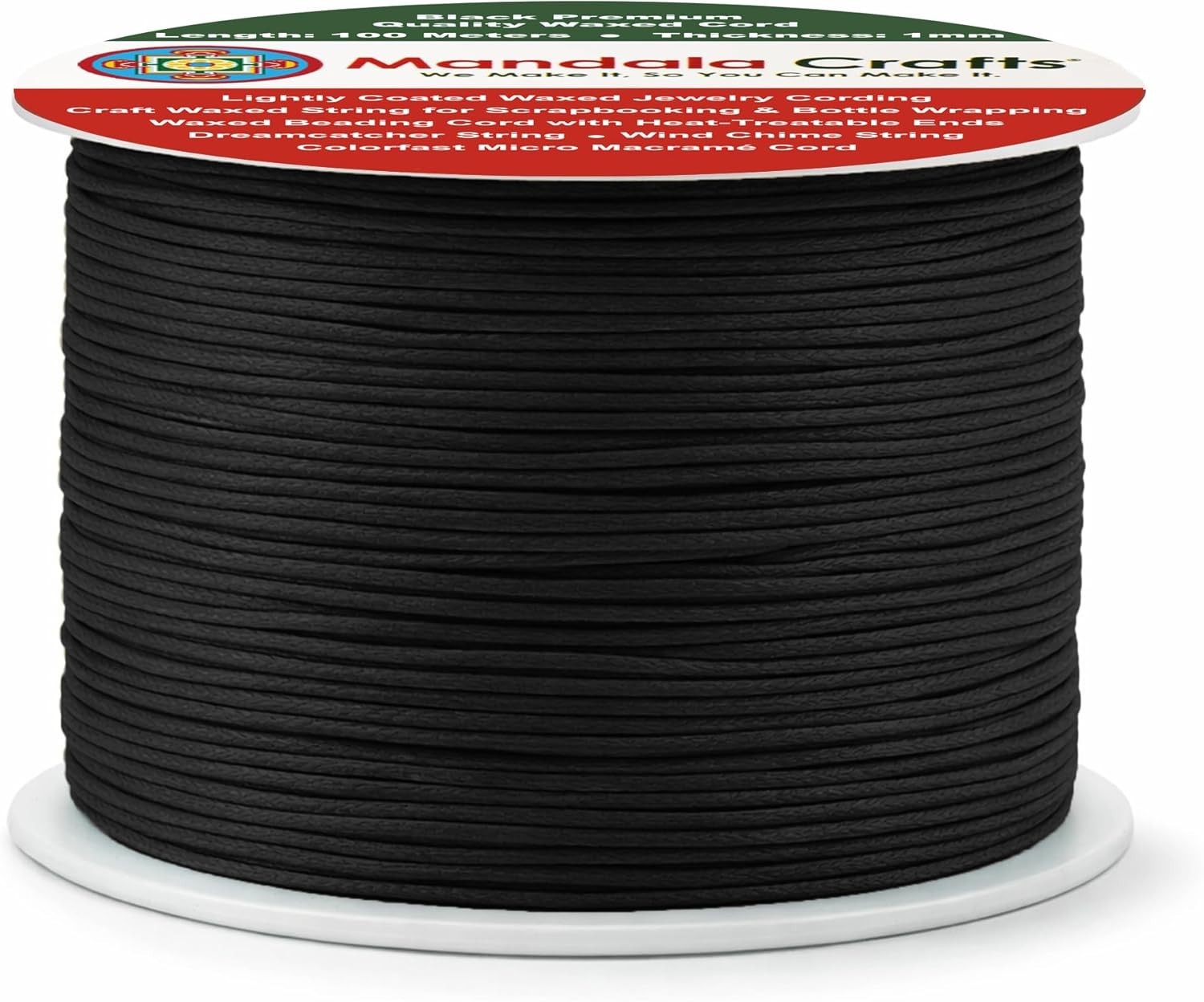 1mm Black Cotton Waxed Cord for Jewelry Making, 109 Yards – Waxed Cotton Stri…