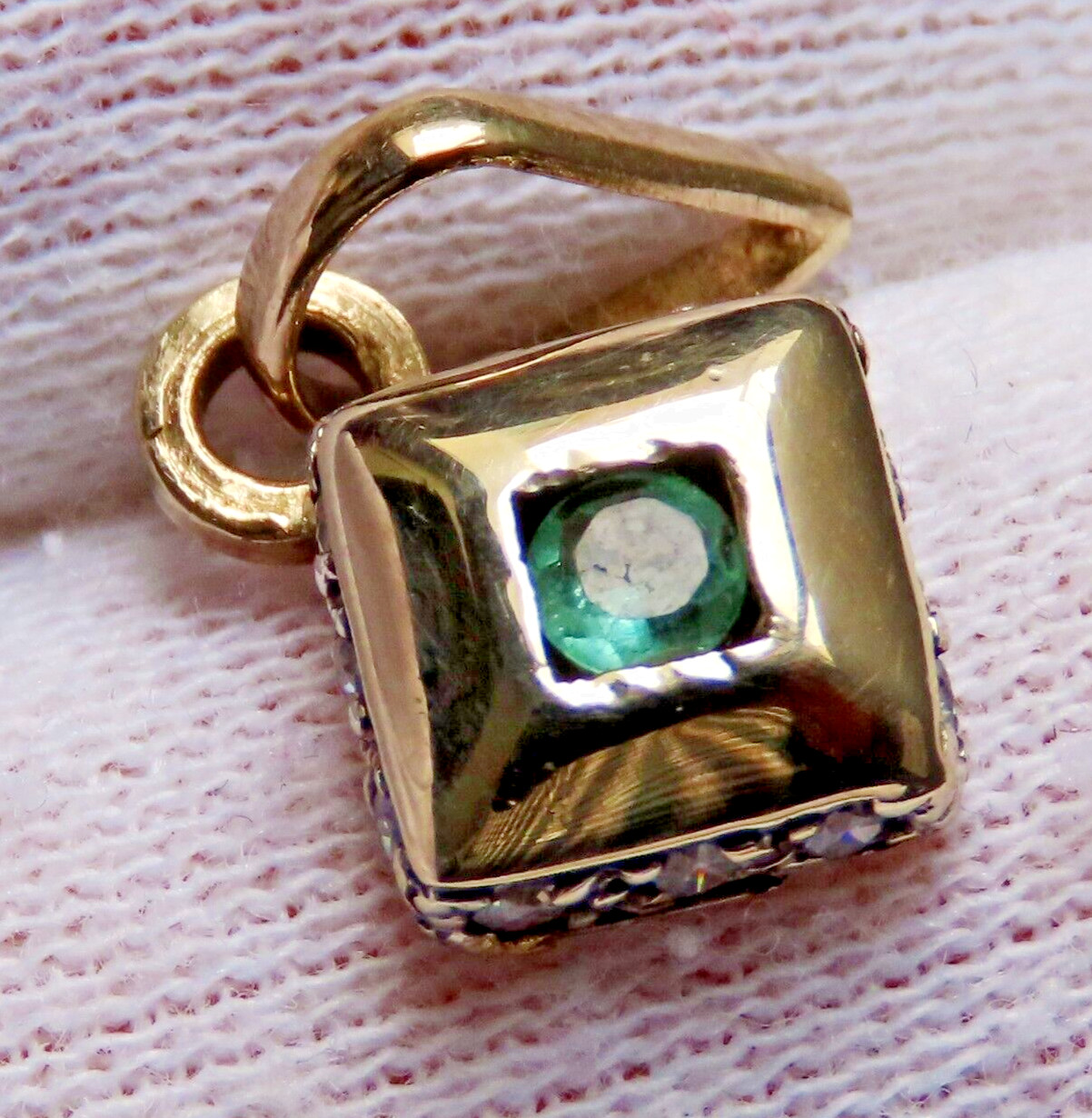 18k White Gold Natural Emerald and Zircons
