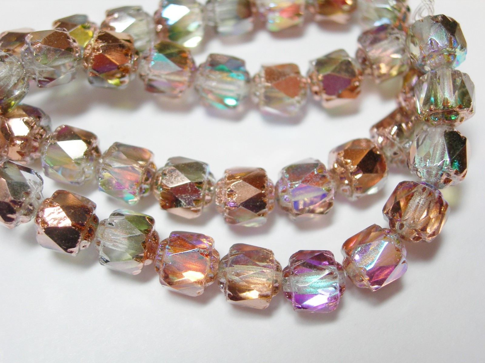 20 Rosaline Copper Vitrail Cathedral Czech Glass 6mm beads