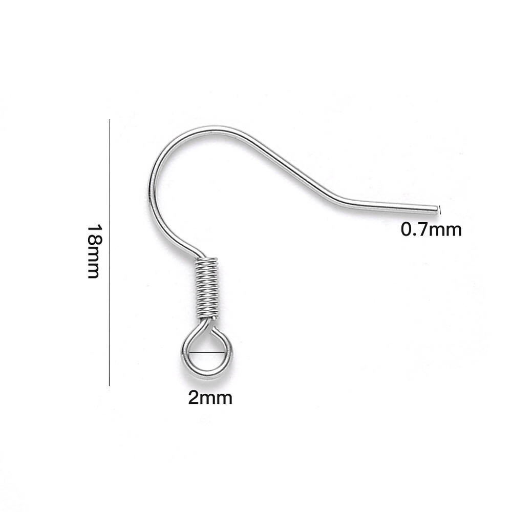 200x French Earring Hook Flat Blank Stainless Steel Ear Wire w/ Loop for Earring