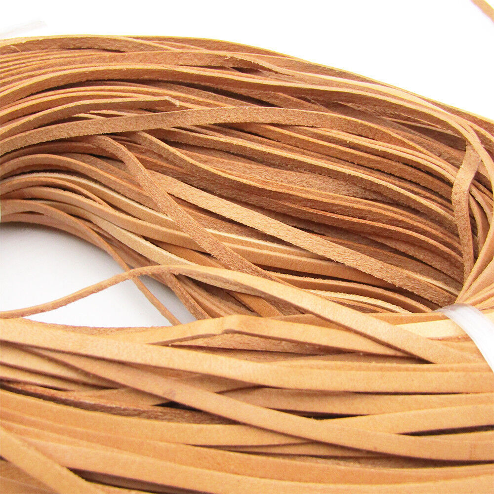 3mm Flat Cow Real Leather High Quality Finding Cord String Lace Rope ~ Natural