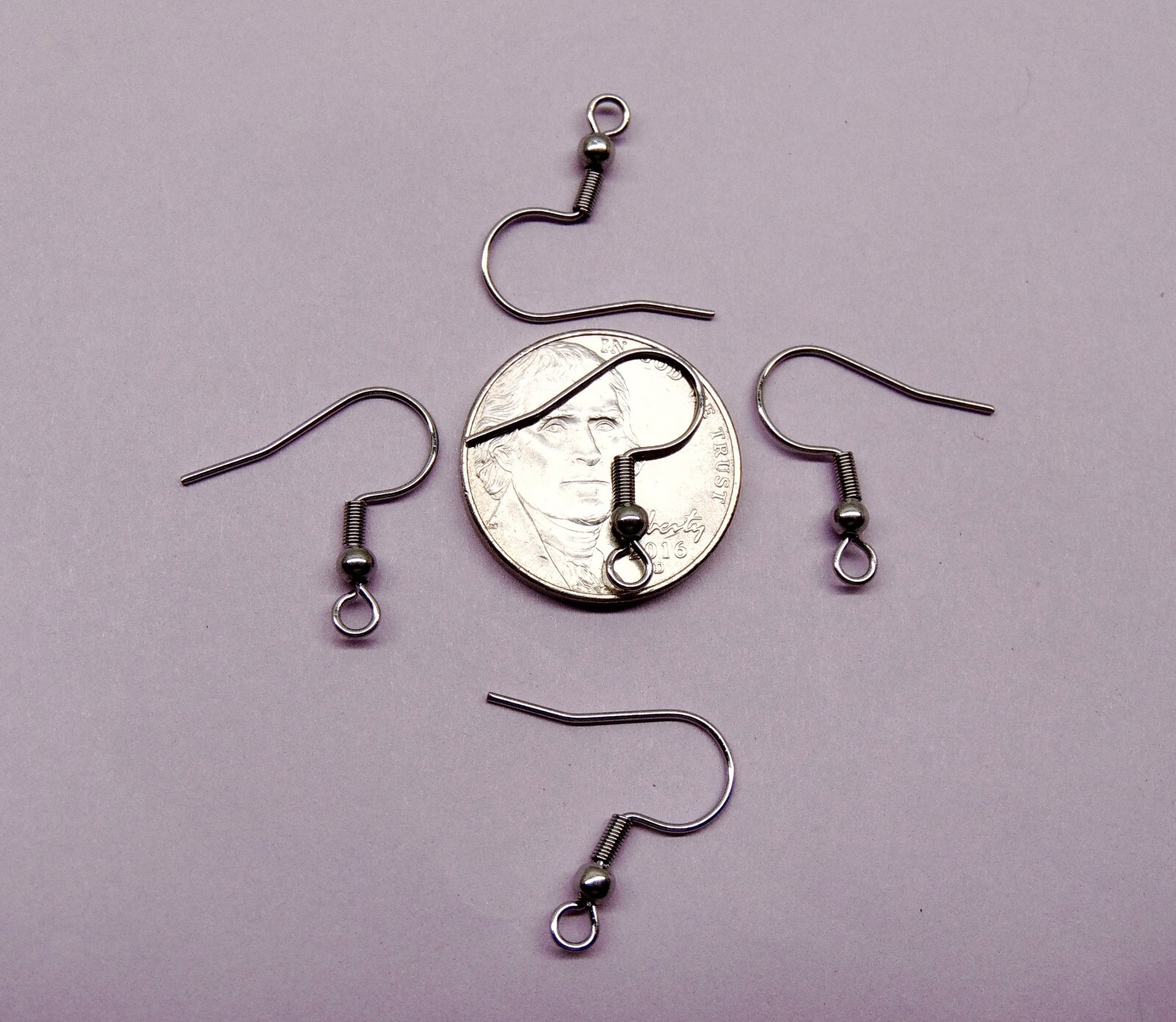1000 Stainless Steel Ear Wires French Hooks ~Ball + Coil w/ 3mm Loop 18mm Post