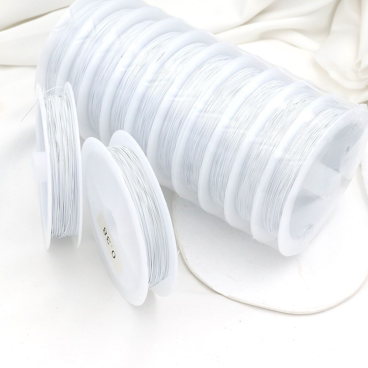 2 Roll White Beading Cord Wire Thread Tiger Tail 0.385mm Jewelry cord