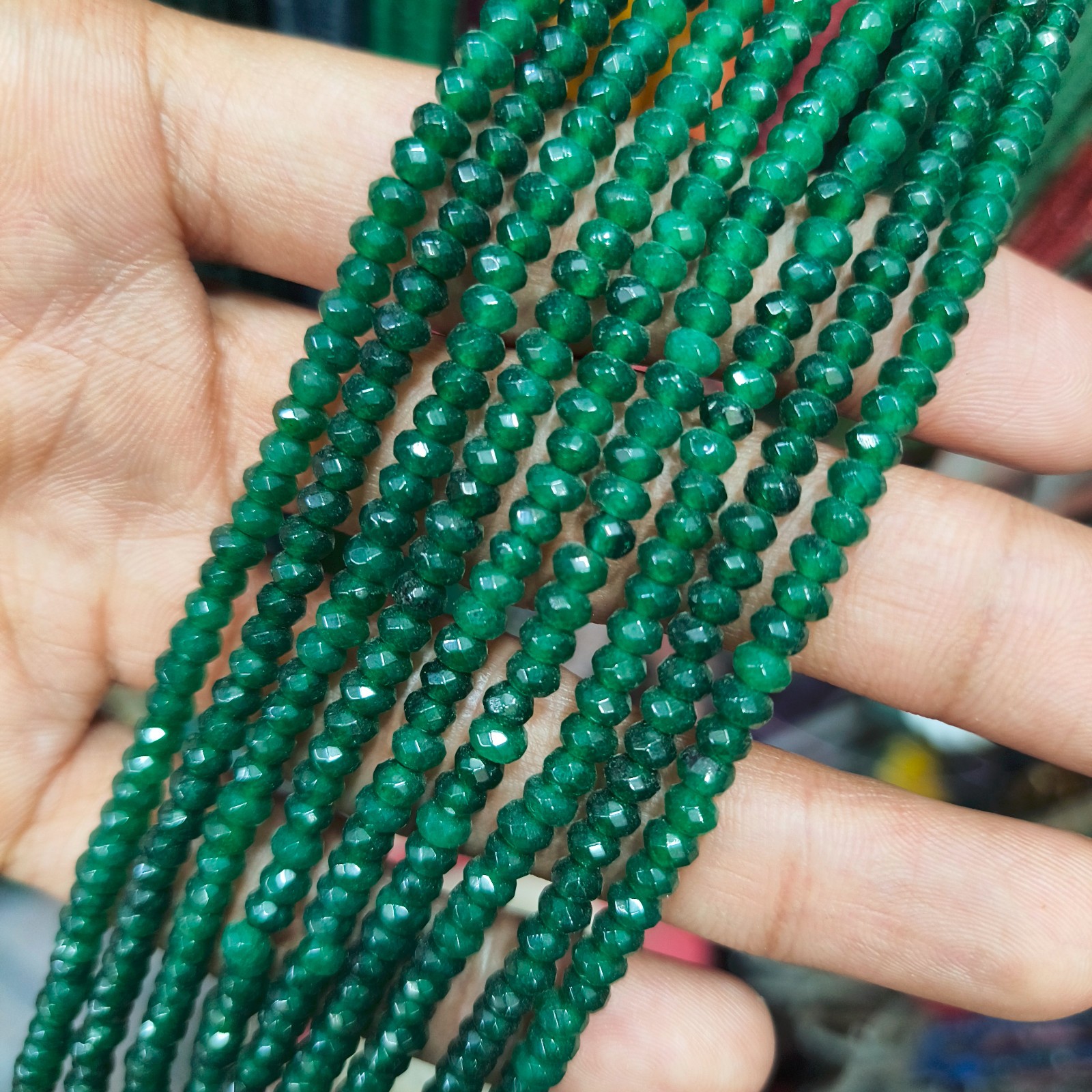 Natural Emerald Beads Strand, Green Emerald Faceted Beads, Micro Cut Rondelle Be