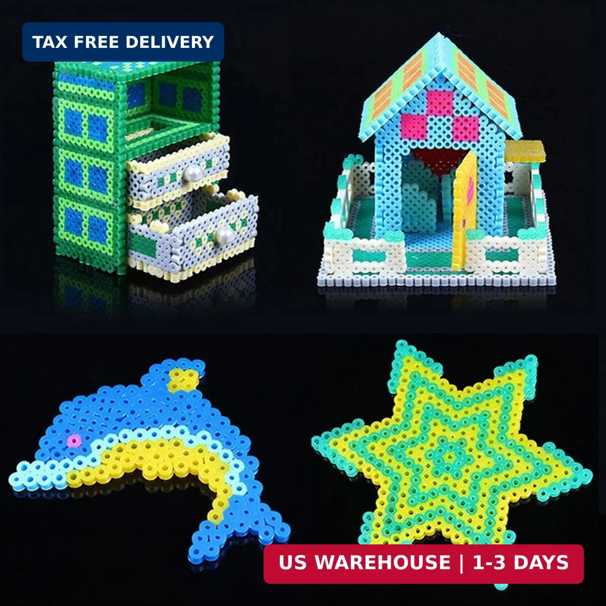 4800pcs Fuse Beads Kit for Kids Crafts, 48 Colors 5mm Melting Beads Set Includin