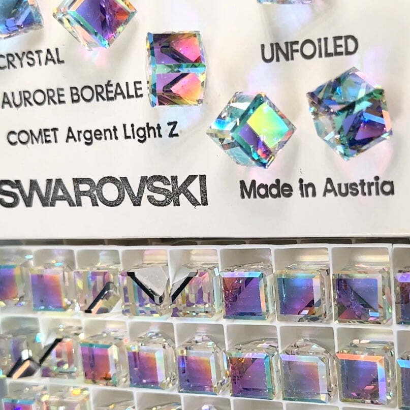 Swarovski 4841 Crystal AB CAL Z Angled Cube Fancy Stones 6pcs size 12mm SW101