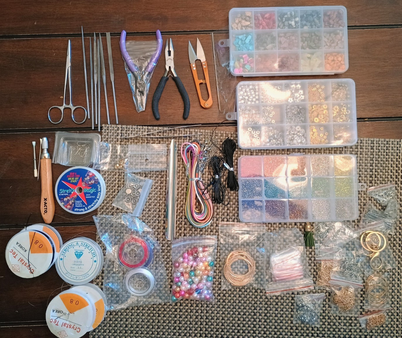 DIY Jewelry Making Kit | Beads Charms Stones Wires Clasps Cord Tools Files